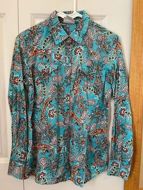 Ariat Turquoise Paisley Button-Up Shirt size small